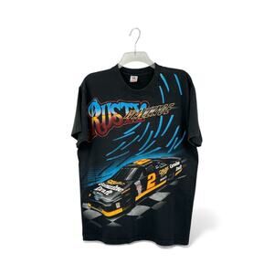 Vtg Rusty Wallace T Shirt Kickin Asphalt NASCAR Double Sided Print Mens XL